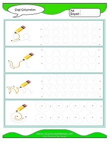 okul öncesi çocuklar Çizgi çalışma sayfaları